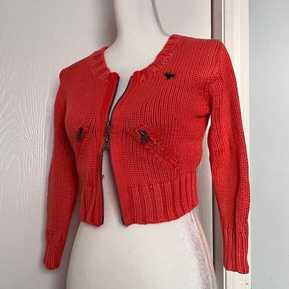 Abercrombie and Fitch Zip Orange Sweater / Crop Cardigan - Picture 1 of 5